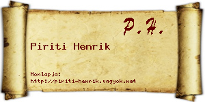 Piriti Henrik névjegykártya